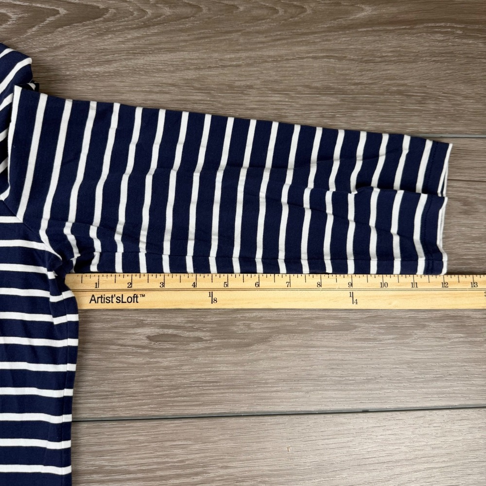 Renwick Womens Polo Shirt Striped Pima Cotton Spandex Navy White L - Picture 8 of 9